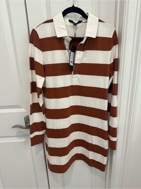 Veronica Beard  Long Sleeve Rugby Dress - Rust and White Stripes